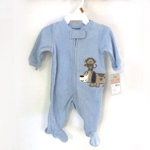 Carter's Baby Blue Dog & Moneky Pajamas PJ - newborn